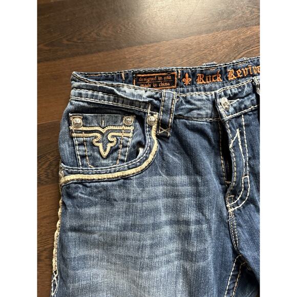 Men's Rock Revival Joshua Relaxed Fit Straight Denim Blue Jeans Sz 36X 30 - Picture 7 of 16